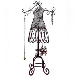 Purple Metal Wire Mannequin Dress Jewelry Stand Display Holder